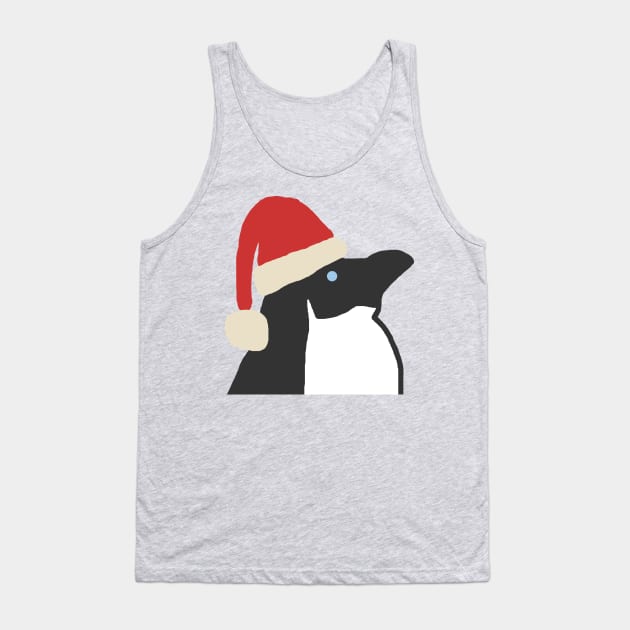 Christmas Penguin Wearing Santa Hat Tank Top by ellenhenryart